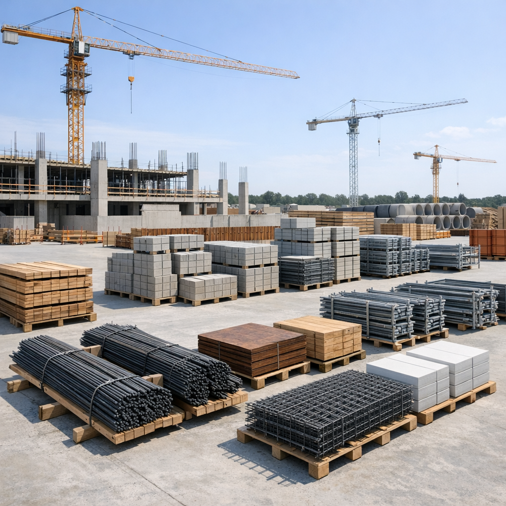 Clean Minimal Construction Site with Organized Materials