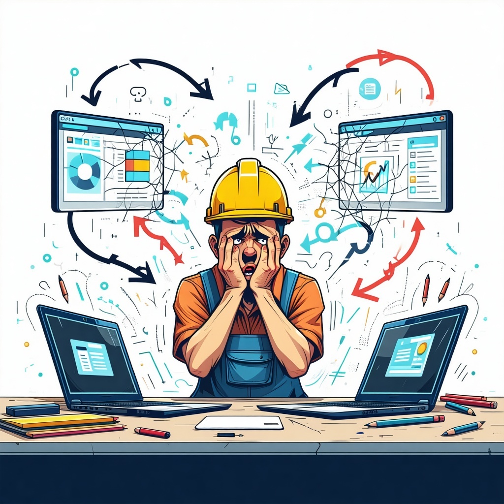  professional illustration that shows a frustrated construction subcontractor